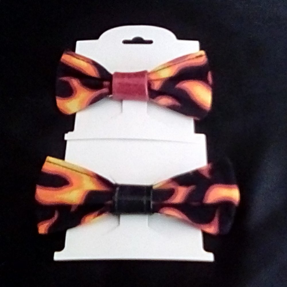 Hair bow Duo BUY one GET one Free- Fire Blaze print/Hot Rod/Tattoo/PinUp